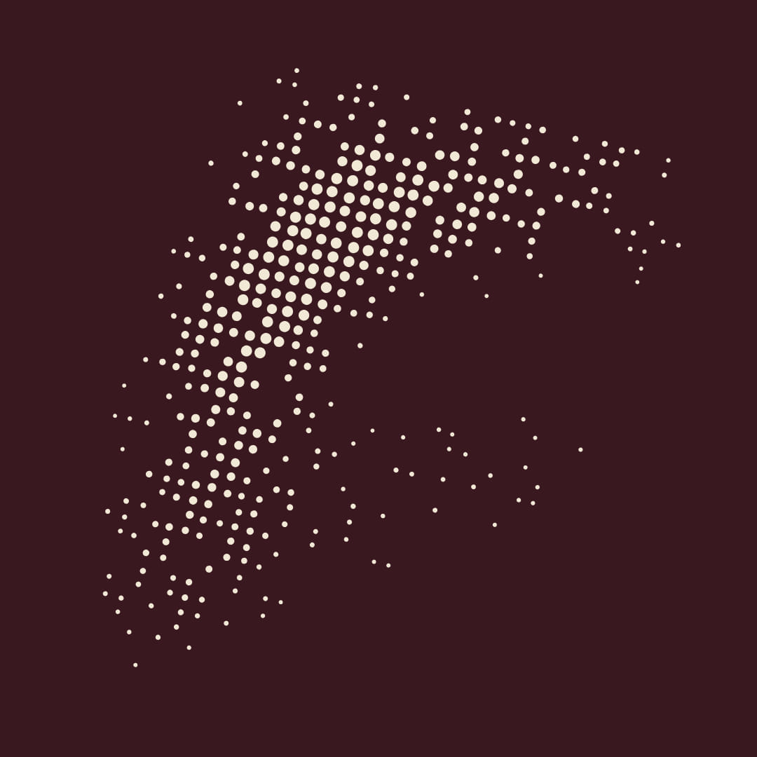 Abstract dot pattern on a deep wine background