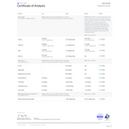 Certificate of analysis image of CELLSHE NMN 500 with detailed in-specs results for heavy metals, micro panel, NMN potency per capsule 