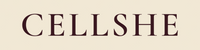 CELLSHE brand logo in elegant maroon font on beige background