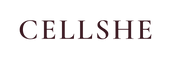 CELLSHE brand logo in elegant serif font, maroon text on white background